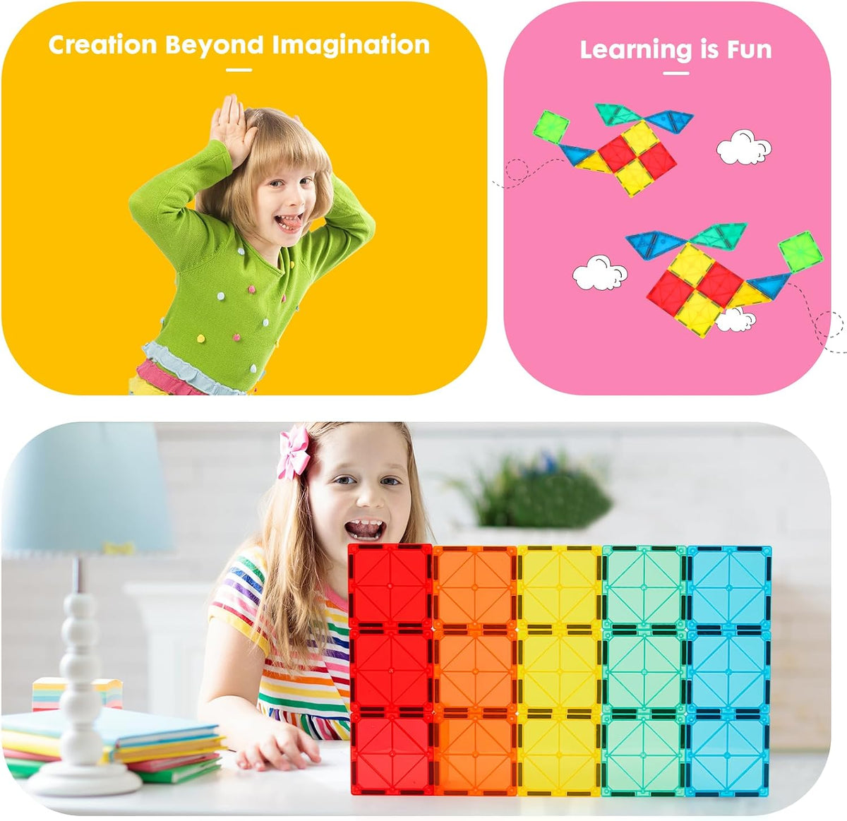 Gemmicc Classic Magnetic Tiles — 63 Pieces — 63 Pieces