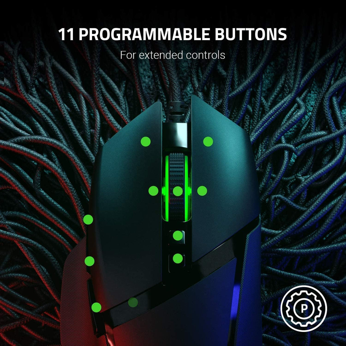 Razer Basilisk V2 Wired Ergonomic Gaming Mouse With 11 Programmable Buttons Rz01 03160100 R3M1, Black — product image 3