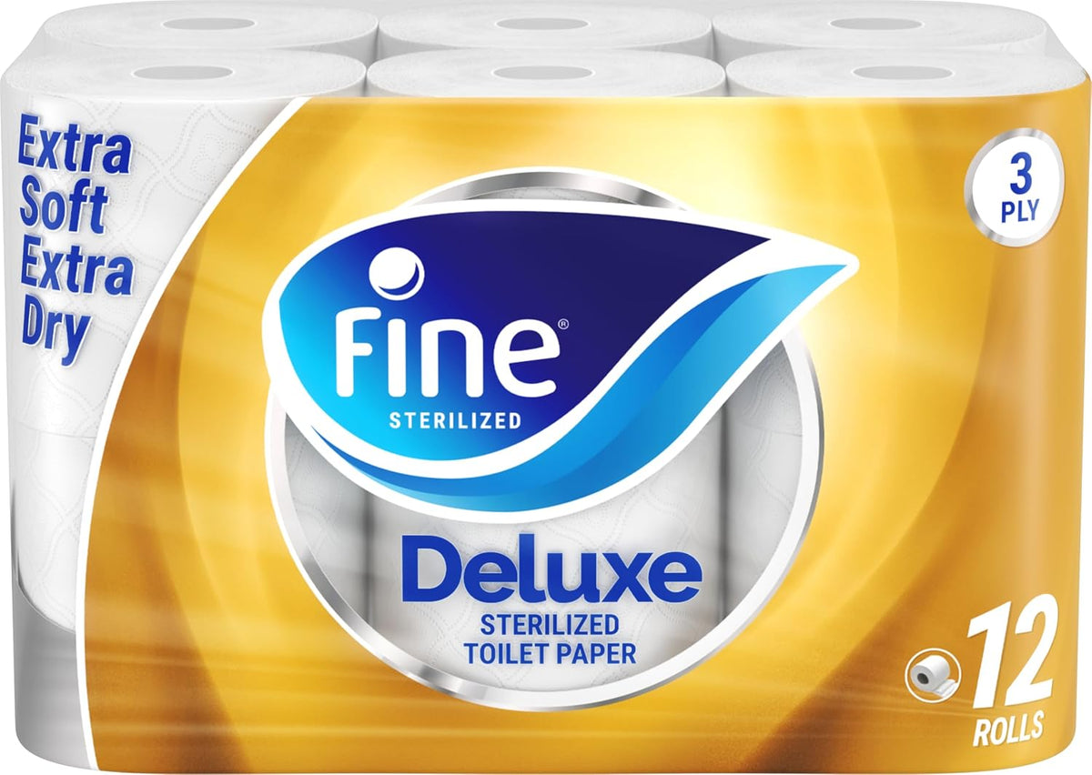 Fine Deluxe Toilet Tissues Paper 12 Rolls, 140 sheets x 3 Ply — additional view 2