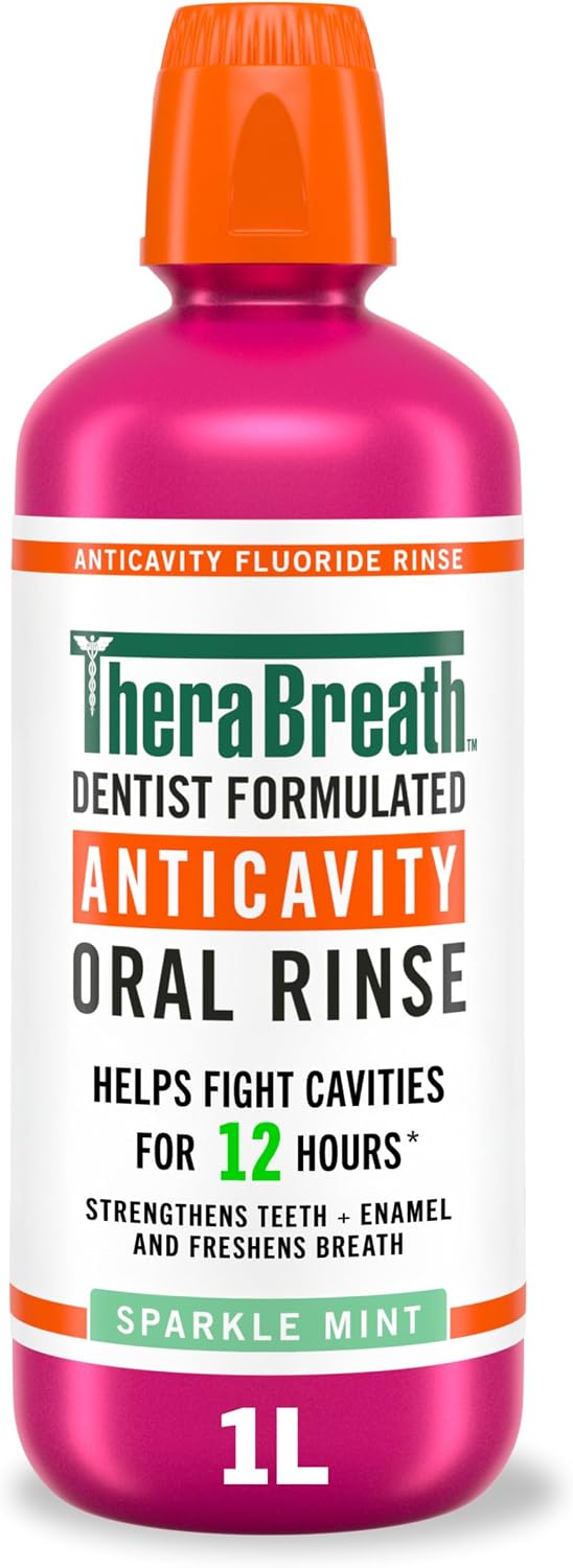 TheraBreath Anticavity Fluoride Mouthwash, Sparkle Mint, 1 L — front product image