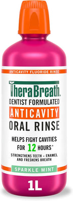 TheraBreath Anticavity Fluoride Mouthwash, Sparkle Mint, 1 L — front product image