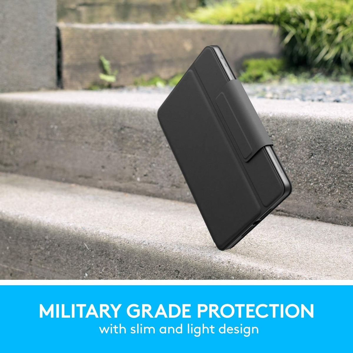 Logitech Rugged Folio Keyboard Case for iPad 7th / 8th / 9th Gen — Graphite