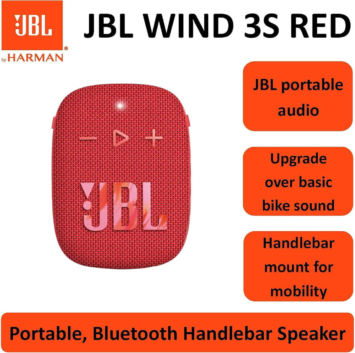 JBL Wind 3S Bluetooth Handlebar Speaker — Red