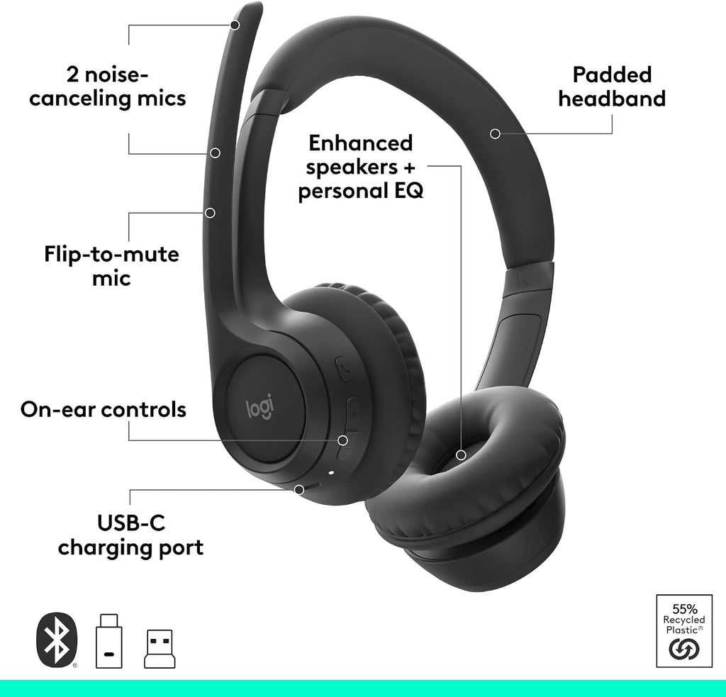 Logitech Zone 305 for Business Headset — UC with Dongle — Black