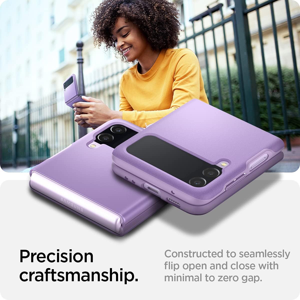 Spigen Thin Fit Case Designed for Apple Samsung Z Flip 3 (2021) - Shiny Lavender — product image 5