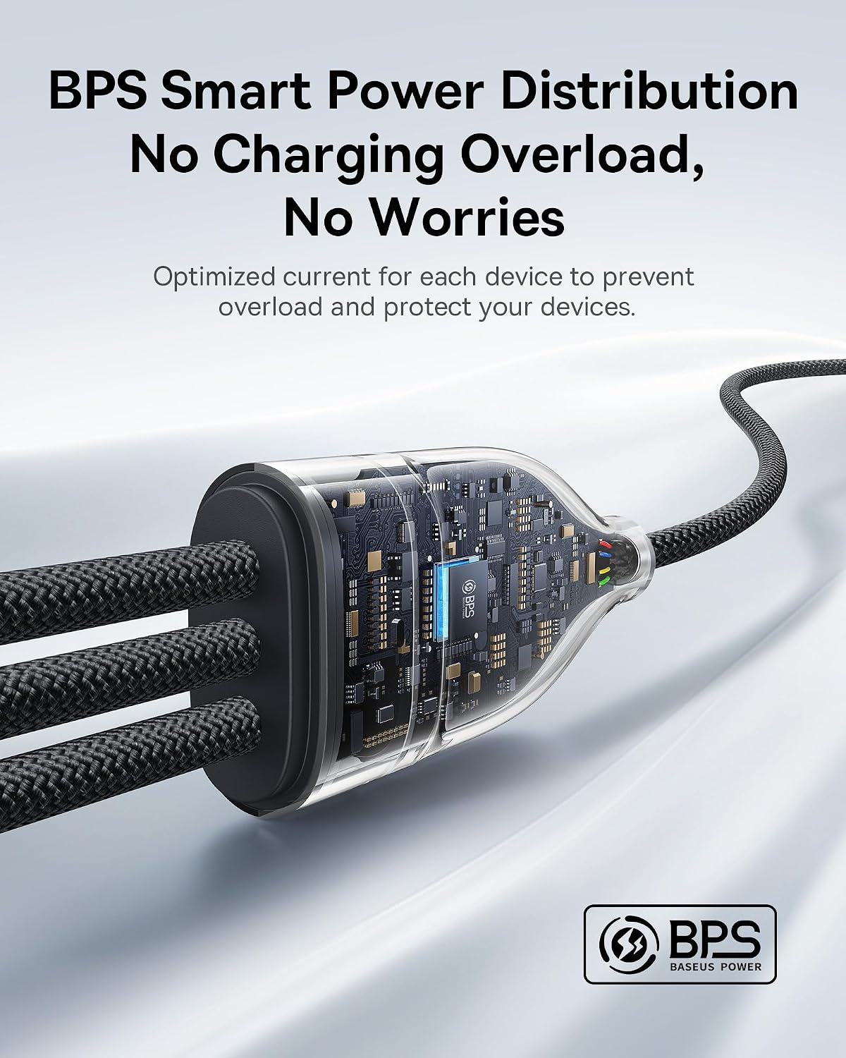 Baseus 3-in-1, 100W Multi Charging USB C to USB C Cables, 1.5M Braided fast Charging Type C charger cable — 1.5 Meters — Black