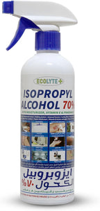 ECOLYTE+ Isopropyl Alcohol 70% With Moisturizer + Vitamin E + Perfume, Antiseptic, Disinfectant, First Aid, Multipurpose Formula, Hand & Surface Sanitizer, Rubbing Alcohol, kills 99.9% Germs (500 ml) — front product image