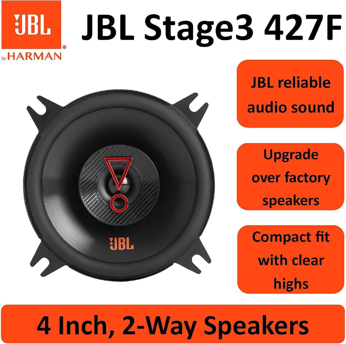 JBL Stage3 427F 4-Inch Car Speakers — Pair