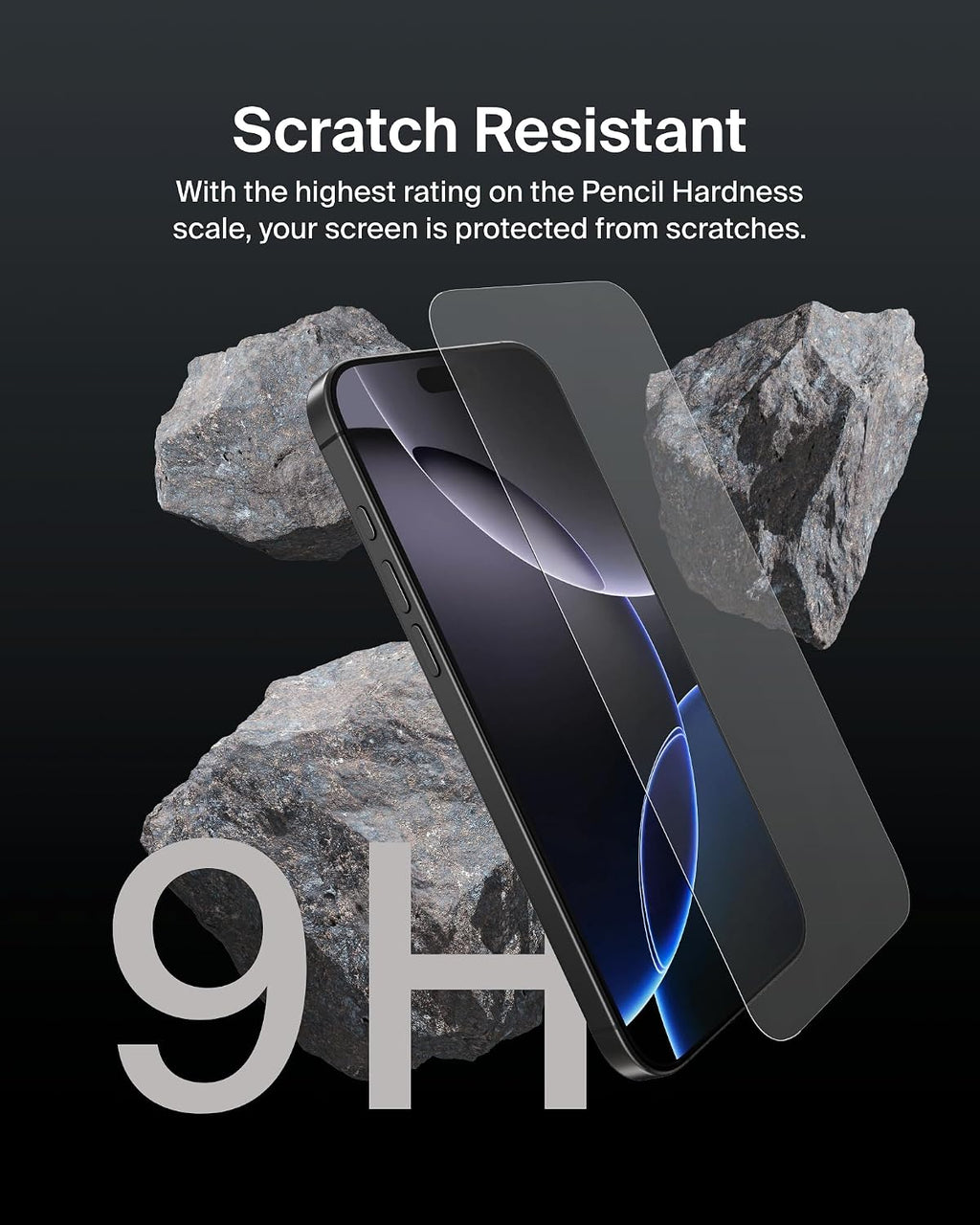 Belkin ScreenForce InvisiGlass iPhone 16 Pro Max Screen Protector, scratch-resistant impact protection, easy align tray for bubble free application, made with recycled glass for iPhone 16 Pro Max