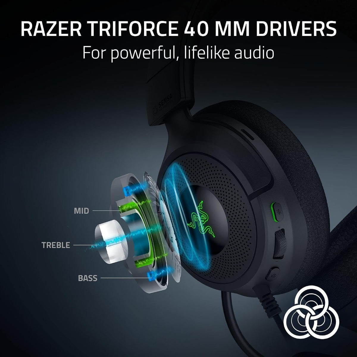 Razer Kraken V4 X Sensa HD Haptics Wired Gaming Headset,TriForce 40mm Drivers — product image 3