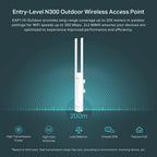 TP-Link EAP110-Outdoor V3 | Omada N300 Wireless Outdoor Access Point | WiFi Coverage up to 200 meters| Passive PoE w/Free PoE Injector | SDN Integrated | Cloud Access & Omada App
