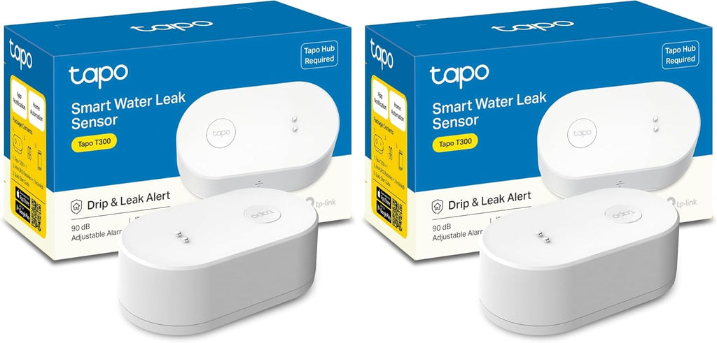 Tapo TP-Link T300 Smart Water Leak Sensor with Dripping Detection, Up to 90 dB Alarm with one-Touch, Instant App Notification, IP67 Waterproof, Hub Required Sold separetly (Pack of 2)