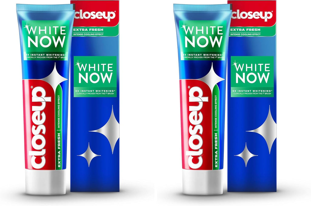 Closeup White Now Toothpaste, Extra Fresh, 3x Instant Whitening from the First Brush, Intense Cooling Effect, 75ml (Pack of 2) — front product image