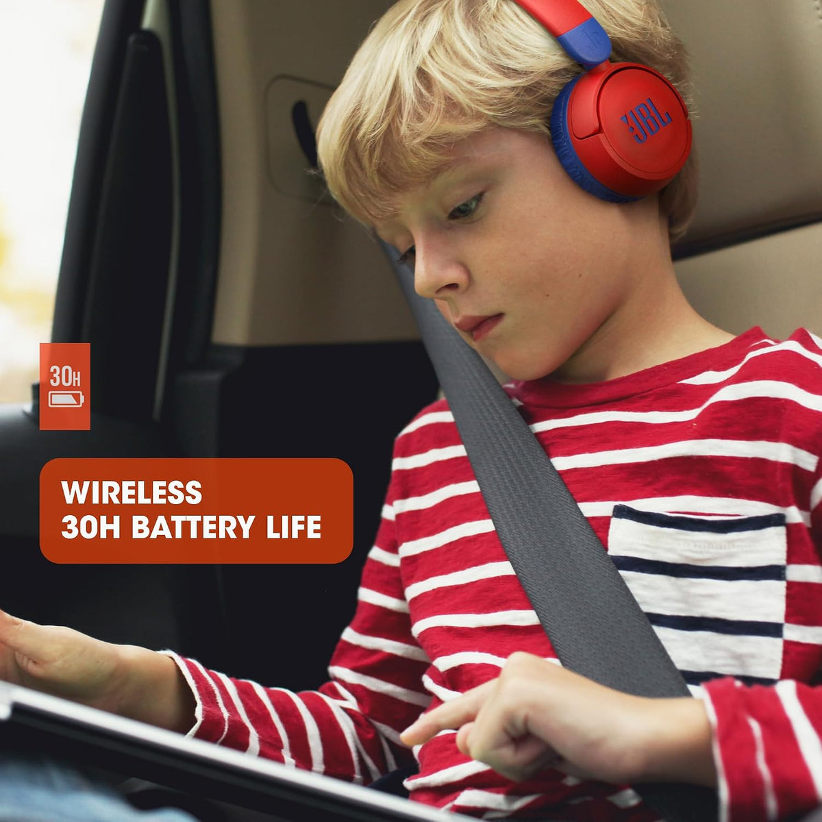 JBL JR310BT Wireless Kids Headphones — Red