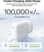 Belkin BoostCharge USB C Plug Charger 100W, GaN Compact and Foldable Plug Charger, Fast Charging for iPhone 17, Samsung Galaxy S26, Pixel 10, AirPods, Tablet, MacBook, Chromebook - White