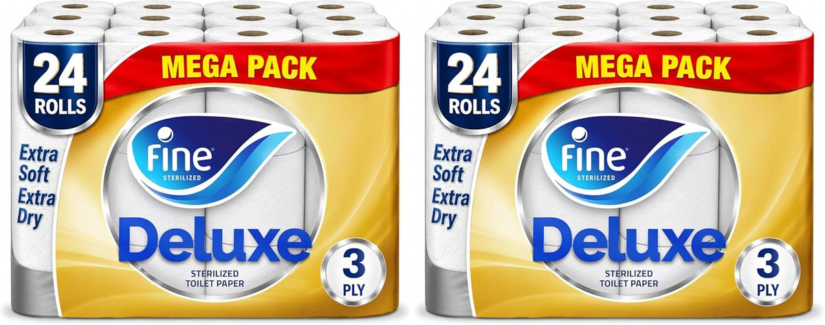 Fine Deluxe Toilet Tissues Paper 24 Rolls, 140 sheets x 3 Ply (Pack of 2) — front product image