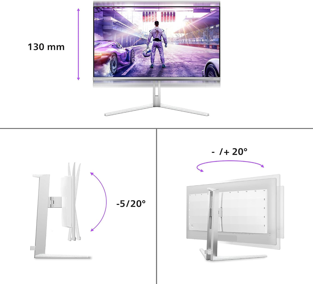 Philips Evnia 27M2N8500 - Gaming Monitor QHD OLED 27 inch, 360 Hz, 0.03 ms, HDR400, FreeSync. Prem., G-Sync composition. (2560x1440, 2x HDMI 2.1, 1x DP 1.4, USB hub) white — White