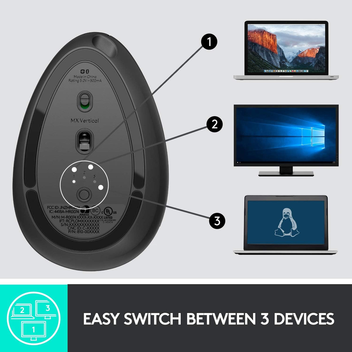 Logitech MX Vertical Wireless Mouse — Graphite