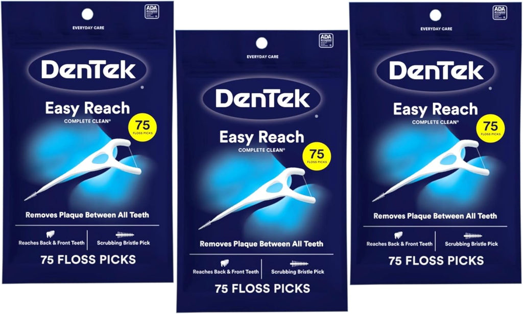 DenTek, Complete Clean Floss Picks 75 Floss Picks Pack of 3, 225 Count — front product image