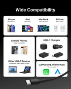 Belkin Eco Braided USB-C to USB-C Cable (2M, 240W) - Soft, Flexible Fast-Charging Cable, Type C Charger Cord for iPhone 16, Galaxy S25, Pixel 9, MacBook, iPad Pro, & More - Black (USB 2.0)