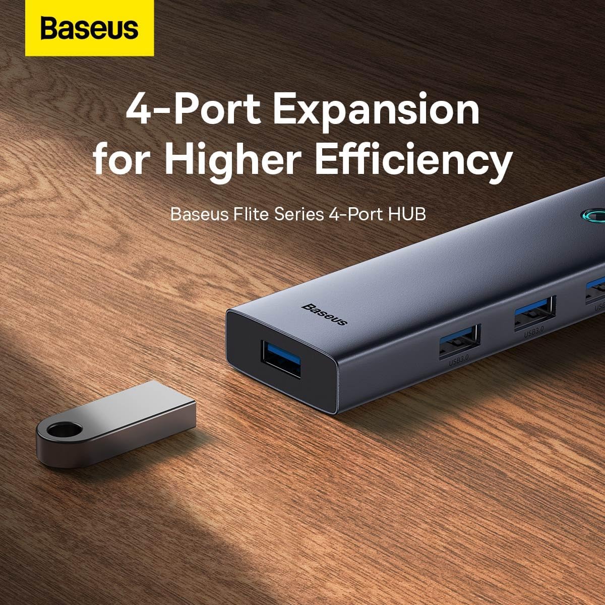 Baseus 4 In 1 Port USB C Hub To USB 3.0 Extension — 4-in-1-USB-FS — Grey
