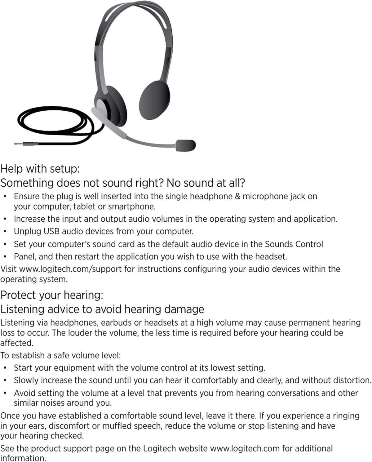 Logitech H111 Headset — Black/Silver