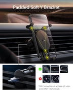 Baseus Stable Gravitational 15W Wireless Car Charger, Rotatable Phone Holder for Air Vent, Car Phone Mount — Wireless-Auto Lock (SG) — Black