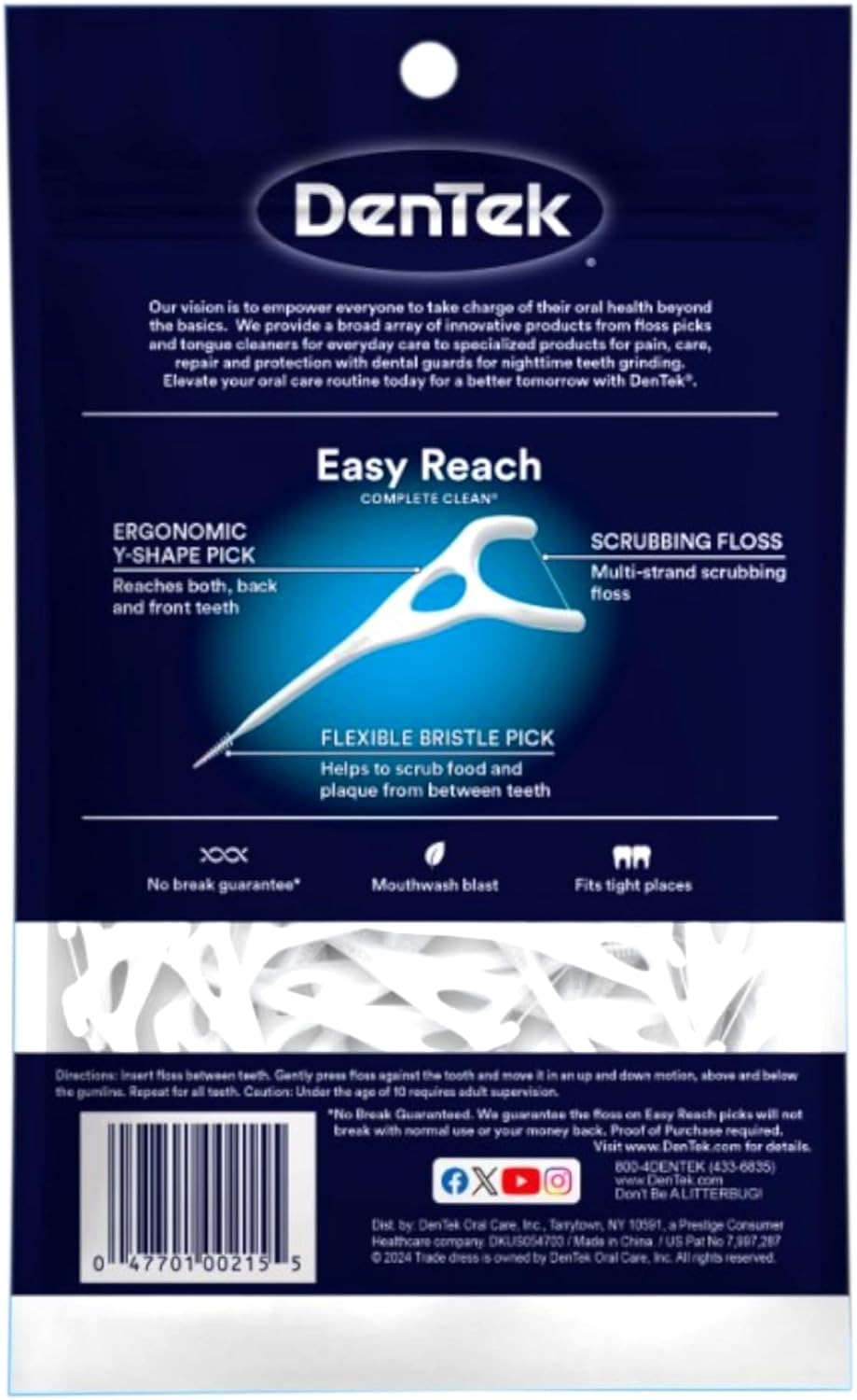 DenTek, Complete Clean Floss Picks 75 Floss Picks Pack of 3, 225 Count — additional product view 3
