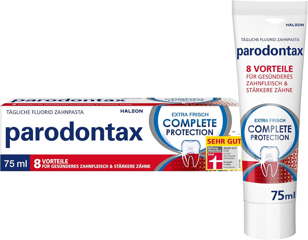 Parodontax Complete Protection Toothpaste with Fluoride, 1 x 75 ml, Helps Reduce and Prevent Bleeding Gums — front product image
