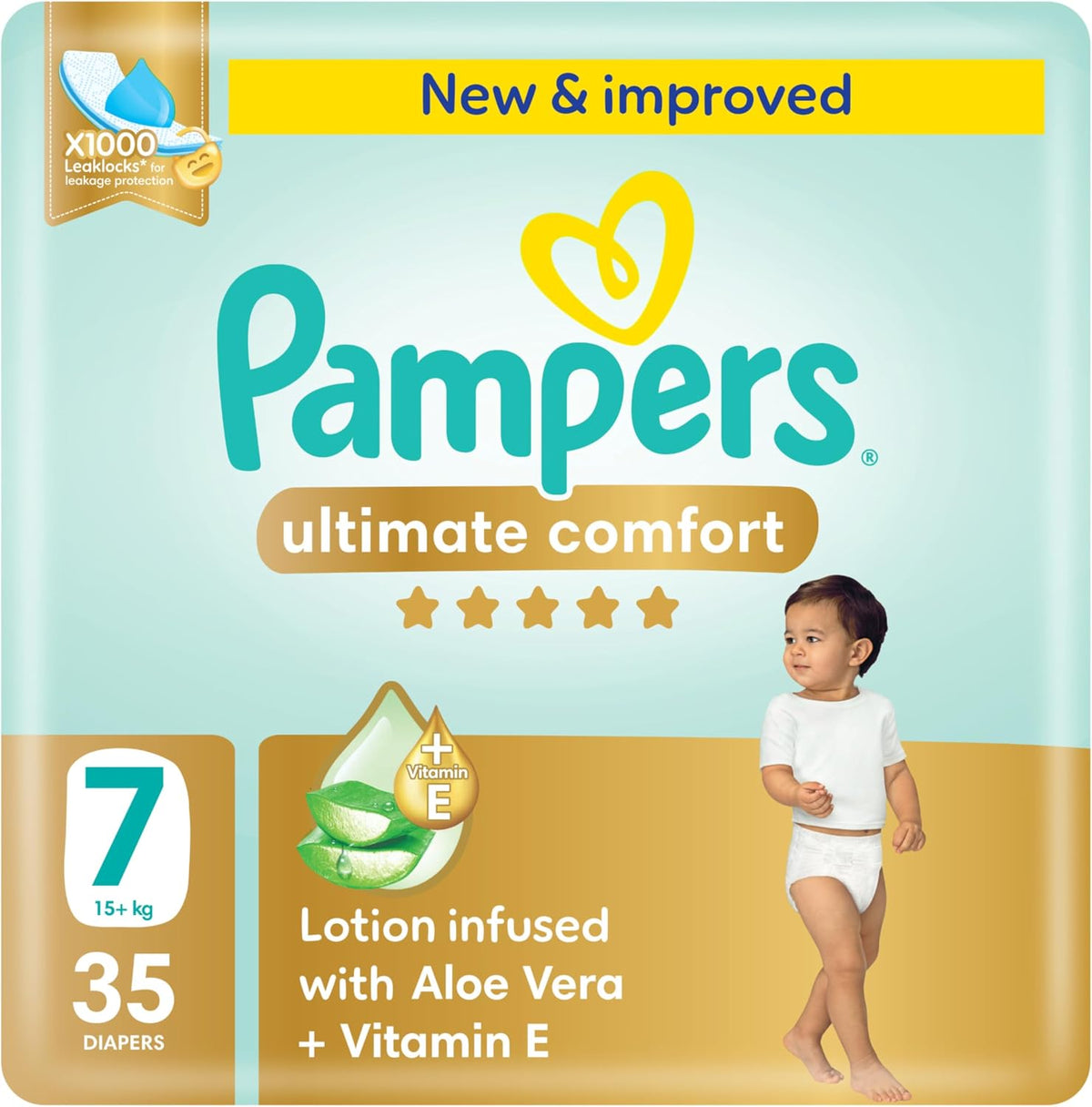 Pampers Ultimate Comfort Premium Taped Diapers Size 7, 15+kg, 35 Count