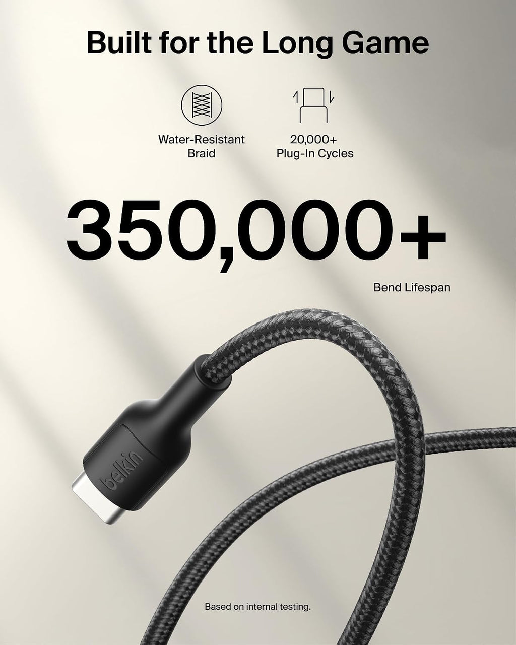 Belkin Gaming USB-C to USB-C Cable 60W (6.6ft), Braided Type C Charger Fast Charging for Nintendo Switch 2, iPhone 16, iPhone 15, iPad, MacBook Air, Chromebook, Samsung Galaxy S25 Ultra, etc. - Black