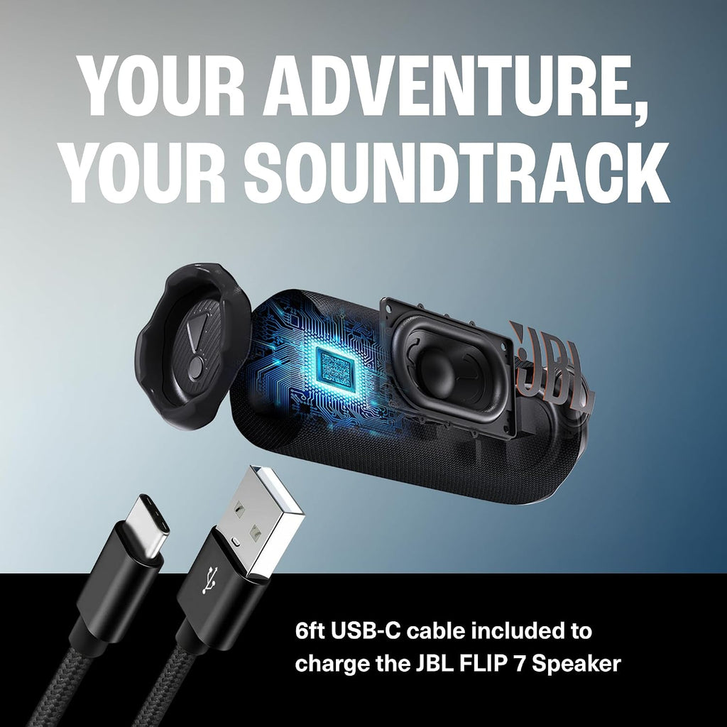 JBL Flip 7 with USB-C Braided Cable — Black