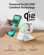 Belkin UltraCharge 3 in 1 Magnetic Wireless Charger with Qi2, 25W - White
