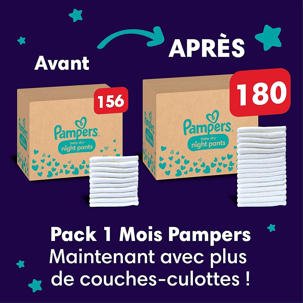 Pampers Night Nappies Pants Size 4 (9 kg-15 kg) Baby-Dry, Monthly Box, Nappy Panties Provide Additional Protection for the All Night, 180 Nappies