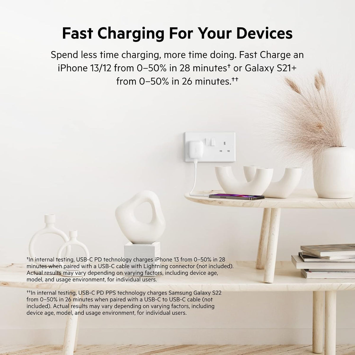Belkin 20W USB-C Power Delivery Fast Wall Charger With Lightning Cable, Certified PD 3.1 PPS and Travel Sized Design for iPhone 14, Pro, Max, Mini, iPad, Galaxy, Pixel and More