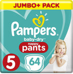 Pampers Baby-Dry Pants Size 5 (12-17 kg) Nappies with Air Channels Pack of 1 (Pack of 64)
