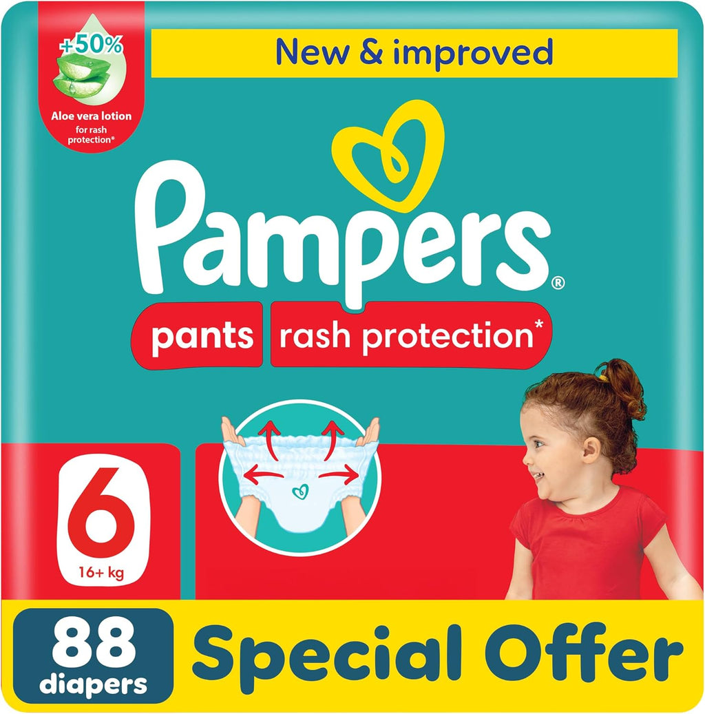 Pampers Rash Protection Culotte Pants Diapers 16-21kg Size 6 Giant 88 Count