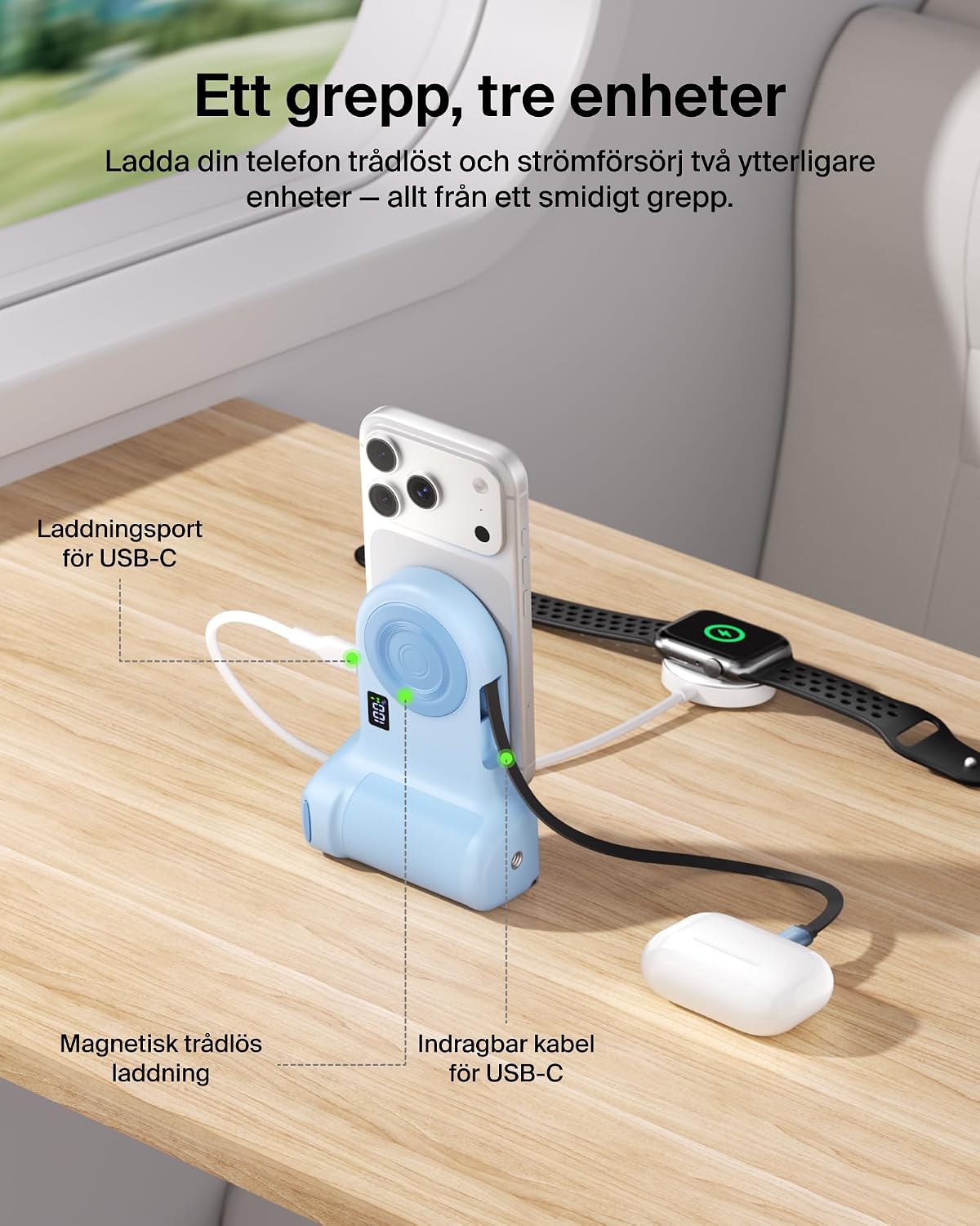 Belkin Stage PowerGrip 9300mAh Magnetic Camera Grip with Power Bank - Blue