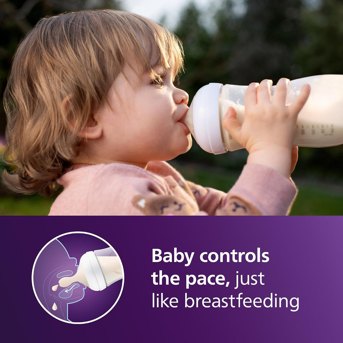 Philips AVENT Natural Baby Bottle with Natural Response, Clear, 11oz, 4pk, SCY906/04 — Clear