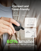 Belkin Compact Wall Charger 45W + USB-C to USB-C Cable, Fast Charging for Apple iPhone 17, iPhone Air, iPhone 16 Serie, Samsung Galaxy S25, Google Pixel, iPad, AirPods & More - Black