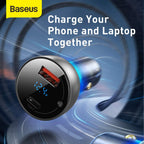Baseus Particular Digital Display QC + PPS Dual Quick Charger Car Charger 65W Silver — Silver
