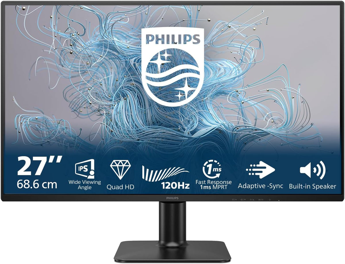 Philips 27E2N2500 27 Inch QHD Monitor, 120Hz, IPS, 1ms MPRT Adaptive Sync HDR10 (2560x1440,HDMI 1x 2.0,DP 1x 1.4) Black/red — Black
