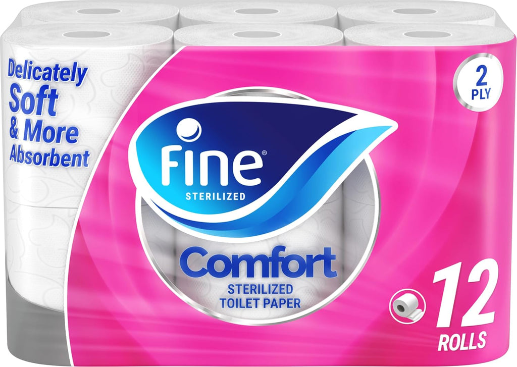Fine Comfort Toilet Tissues Paper 12 Rolls, 180 sheets x 2 Ply — additional view 2