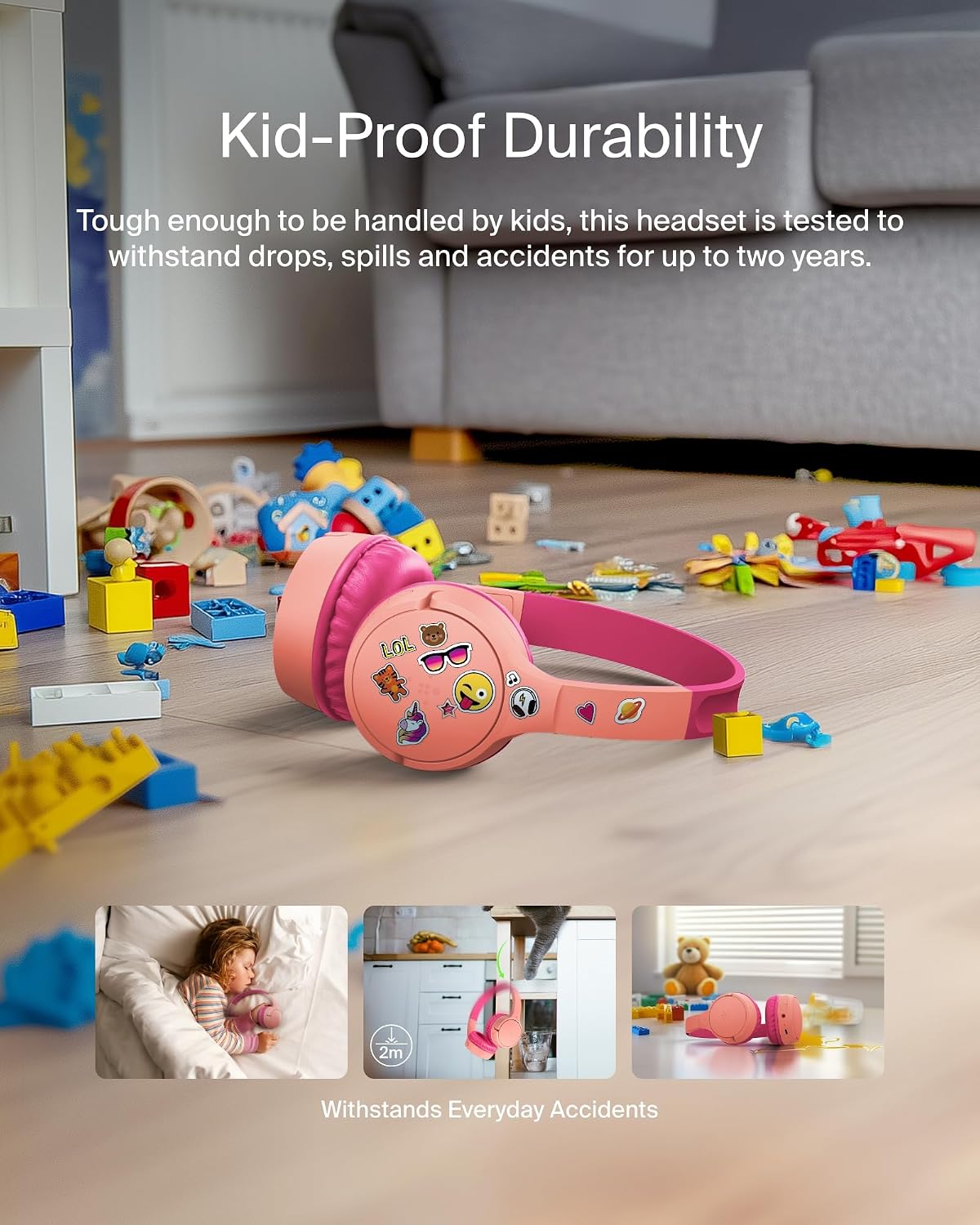 Belkin SoundForm Mini Kids Wireless Headphones with Microphone - Pink