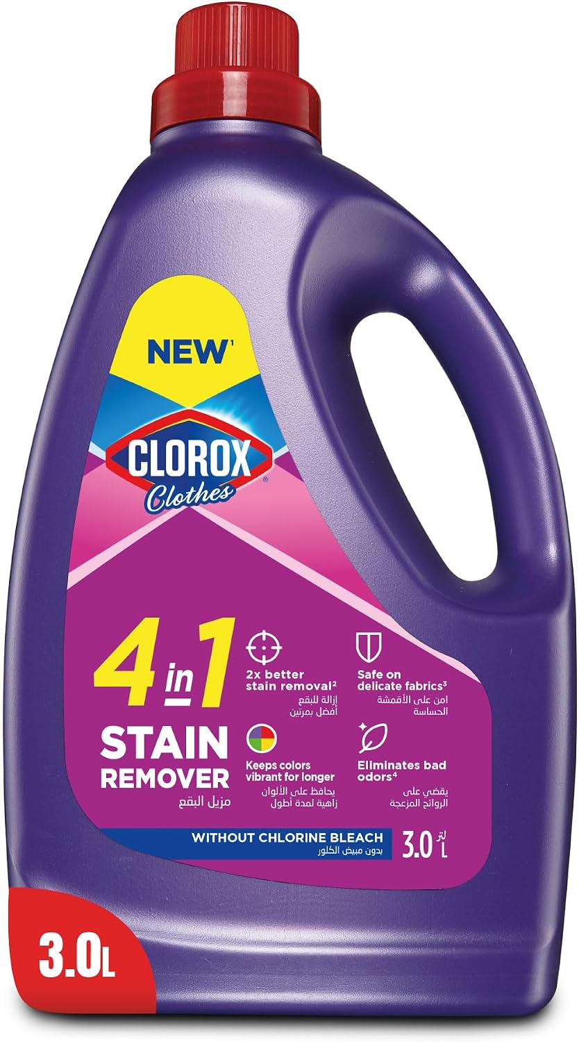 Clorox for Clothes 4in1 Stain Remover, 3L Clorox For Colored Clothes Without Chlorine Bleach, Safe on Delicate Fabrics — front product image