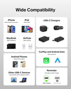 Belkin 2-Pack Braided USB-C to USB-C Cable 5ft 240W - Soft, Flexible Fast-Charging Cable, Type C Charger Cord for iPhone 17 & 16 Series, Galaxy S25, Pixel 10, iPad Pro, & More - White