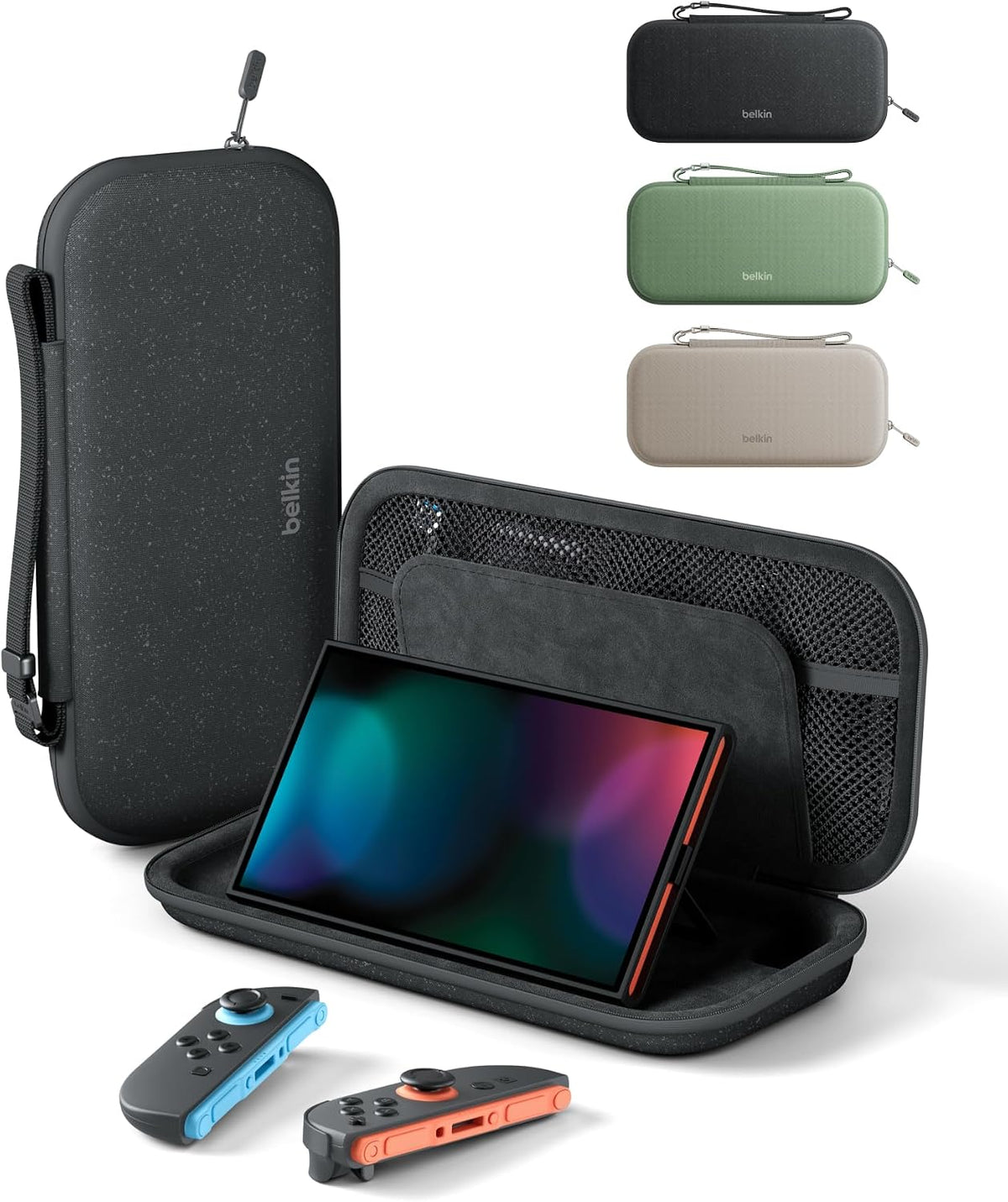 Belkin Gaming Nintendo Switch Case Travel Bag with AirTag Holder & Game Card Storage Pocket - Portable Lightweight Carrying Case with Hard Shell & Soft Interior