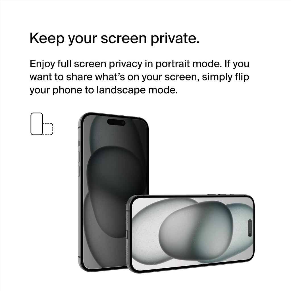 Belkin ScreenForce TemperedGlass Treated Privacy Screen Protector for iPhone 15 Plus & iPhone 14 Pro Max - Slim & Scratch-Resistant - Includes Easy Align Tray for Bubble Free Application