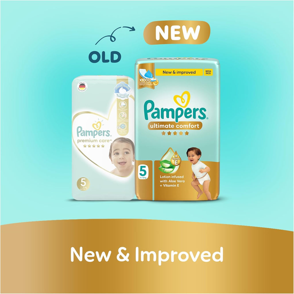 Pampers Ultimate Comfort Premium Taped Diapers 11-16kg Size 5 Box 186 Count