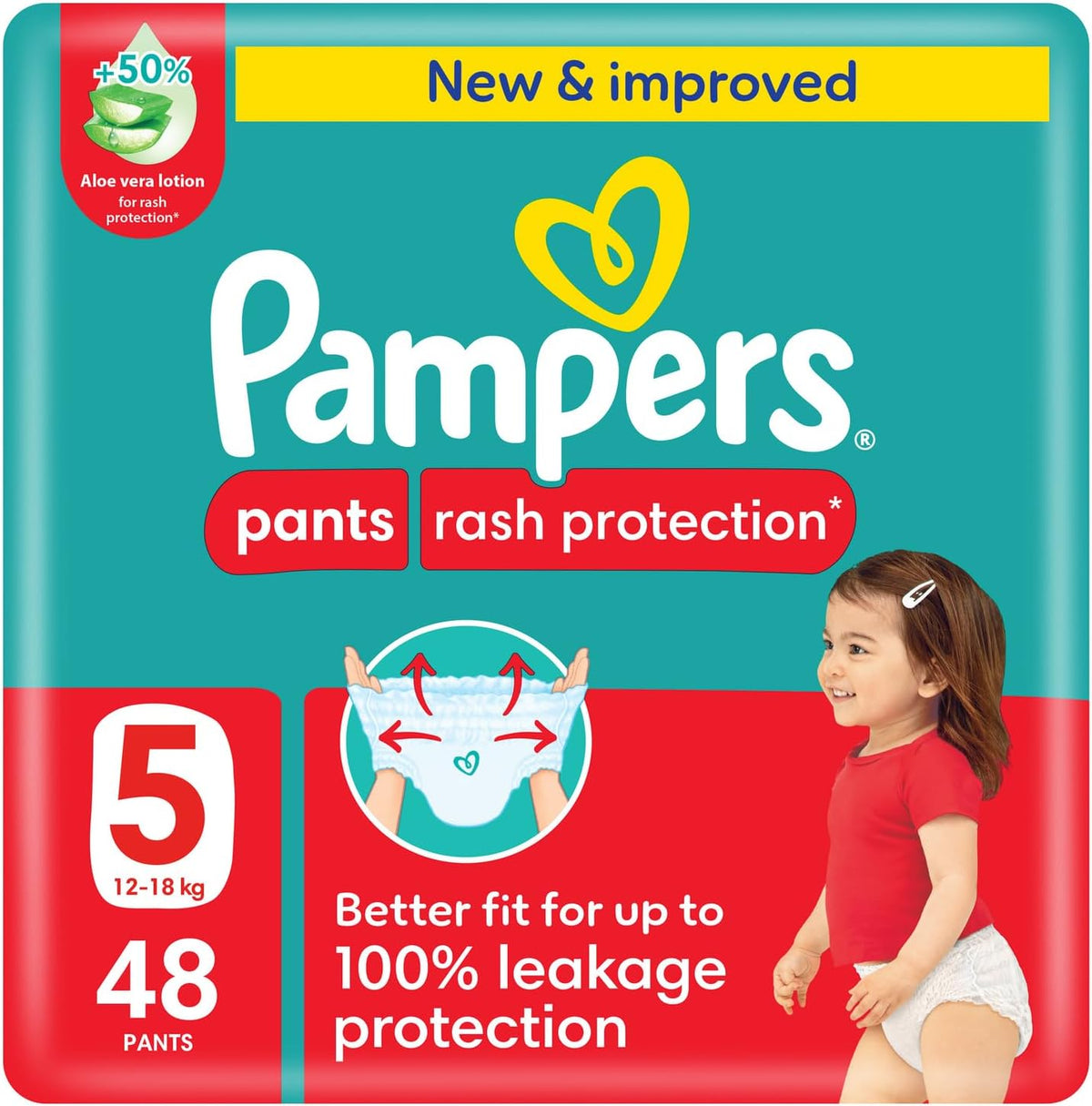 Pampers Rash Protection, Size 5, 12-18 kg, Mega Pack, 48 Diaper Pants